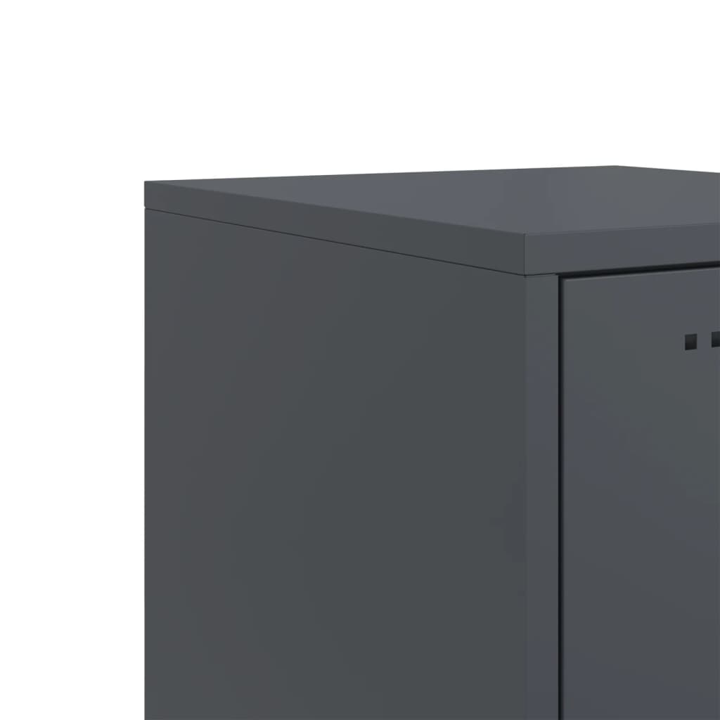 Anthracite Steel Bedside Cabinet - Compact 36x39x78 cm