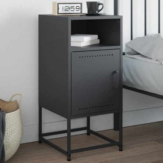 Anthracite Steel Bedside Cabinet - Compact 36x39x78 cm