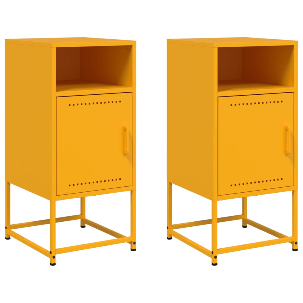 Mustard Yellow Steel Bedside Cabinets 2 Pcs 36x39x78 cm