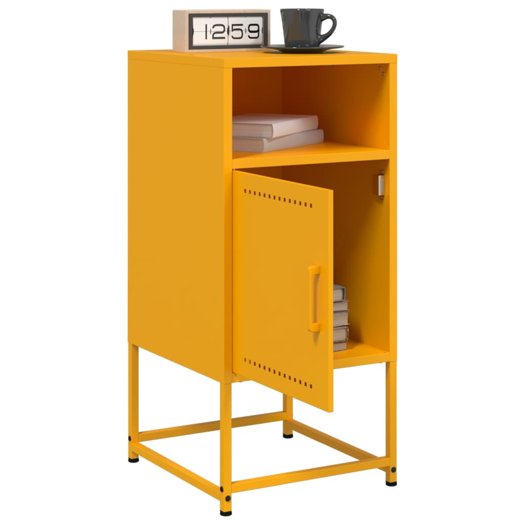 Mustard Yellow Steel Bedside Cabinets 2 Pcs 36x39x78 cm