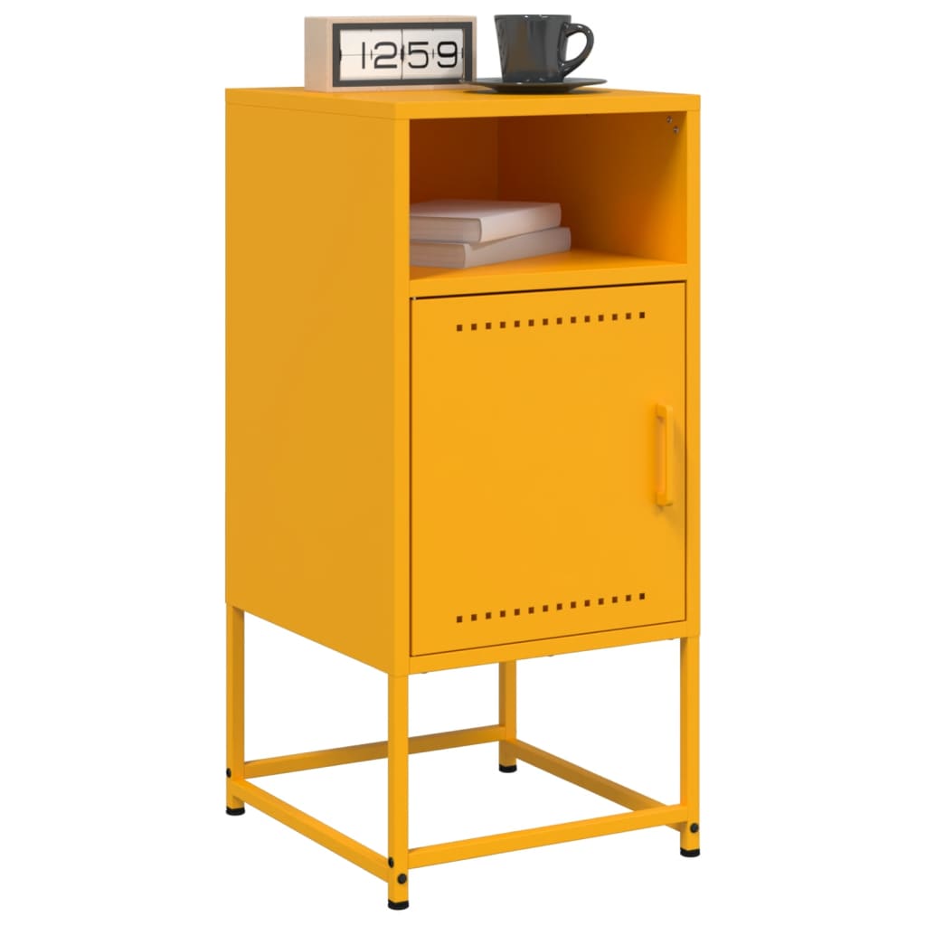 Mustard Yellow Steel Bedside Cabinets 2 Pcs 36x39x78 cm