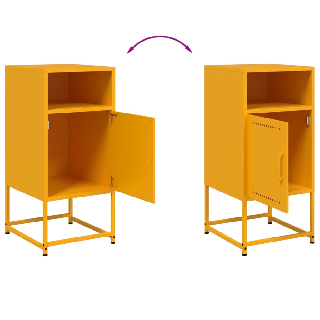 Mustard Yellow Steel Bedside Cabinets 2 Pcs 36x39x78 cm