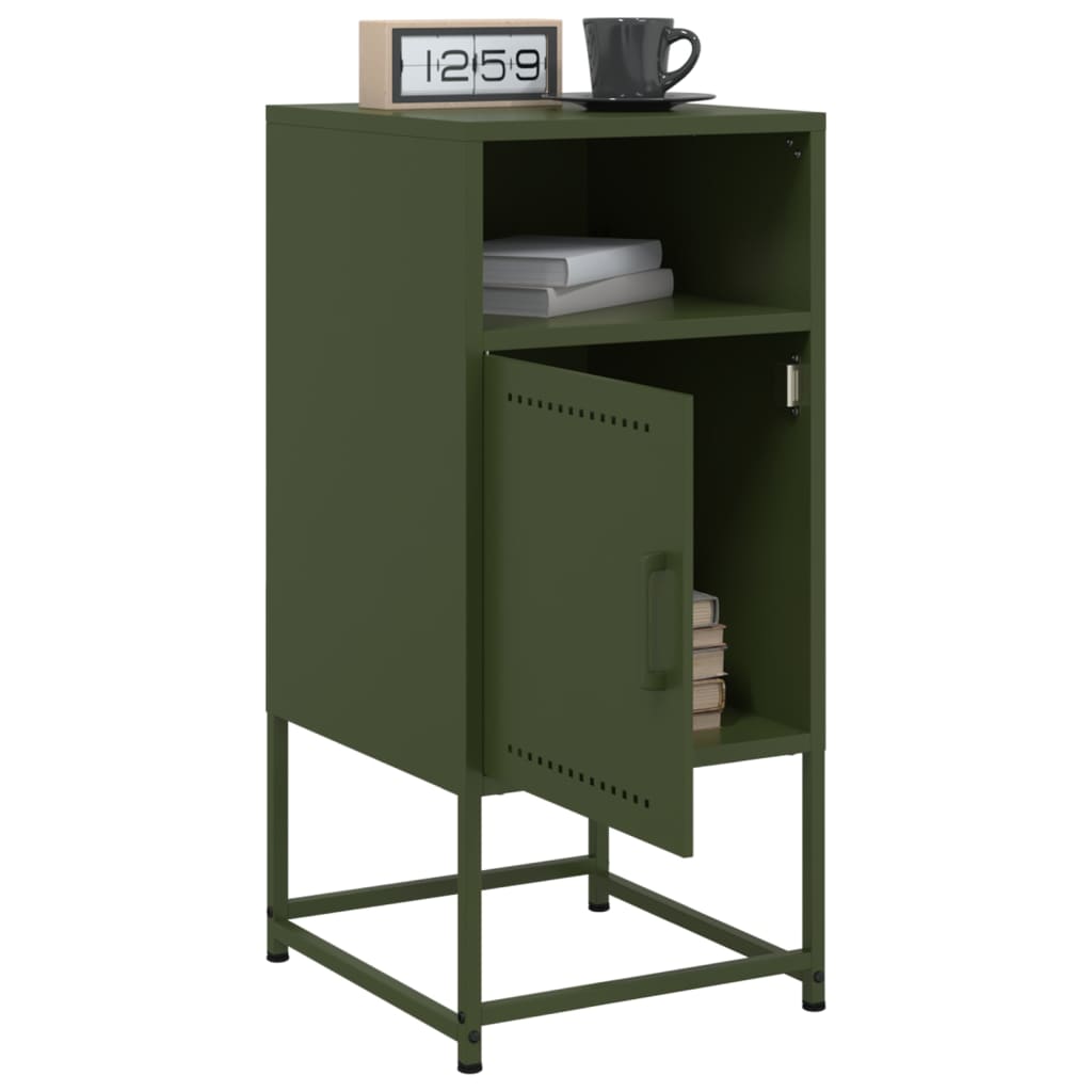 Olive Green Steel Bedside Cabinets Set of 2 - 36x39x78cm