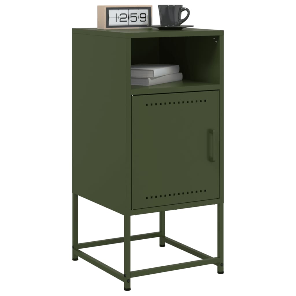 Olive Green Steel Bedside Cabinets Set of 2 - 36x39x78cm