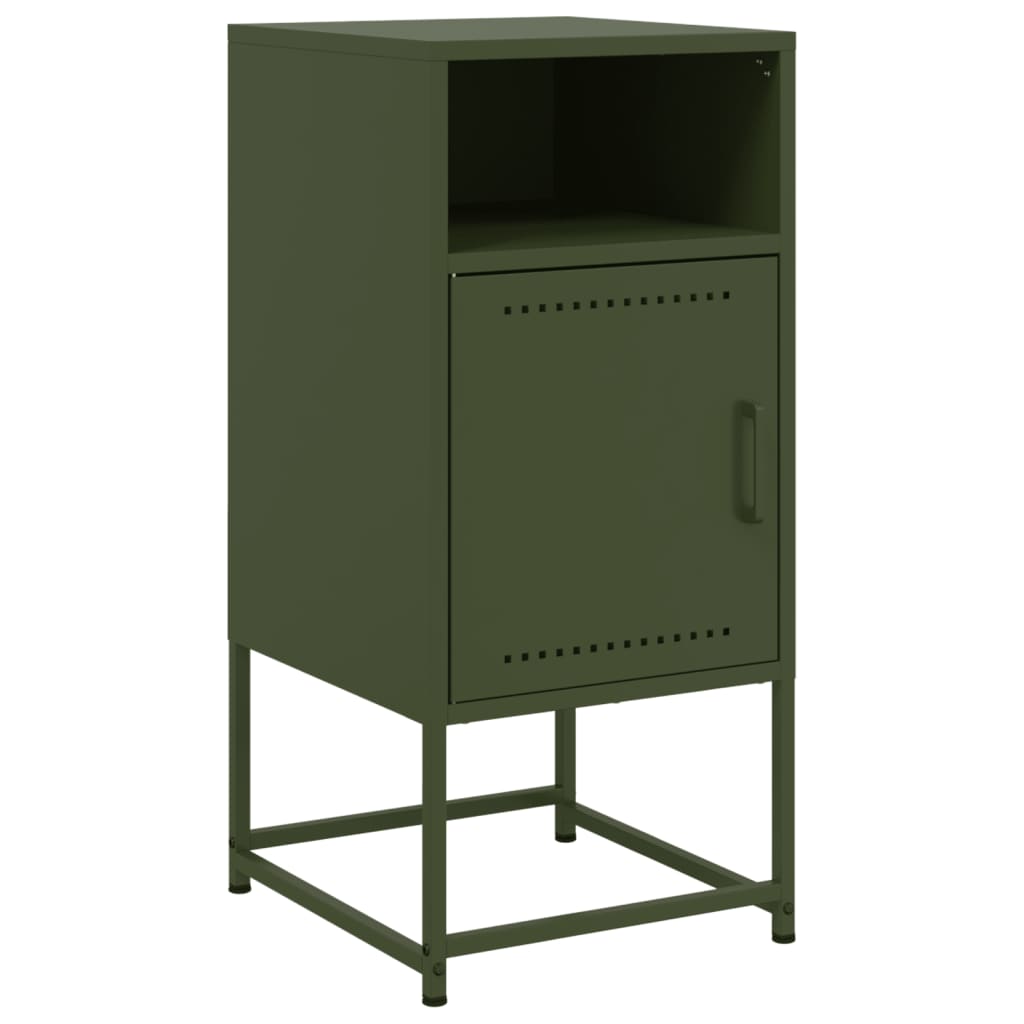 Olive Green Steel Bedside Cabinets Set of 2 - 36x39x78cm