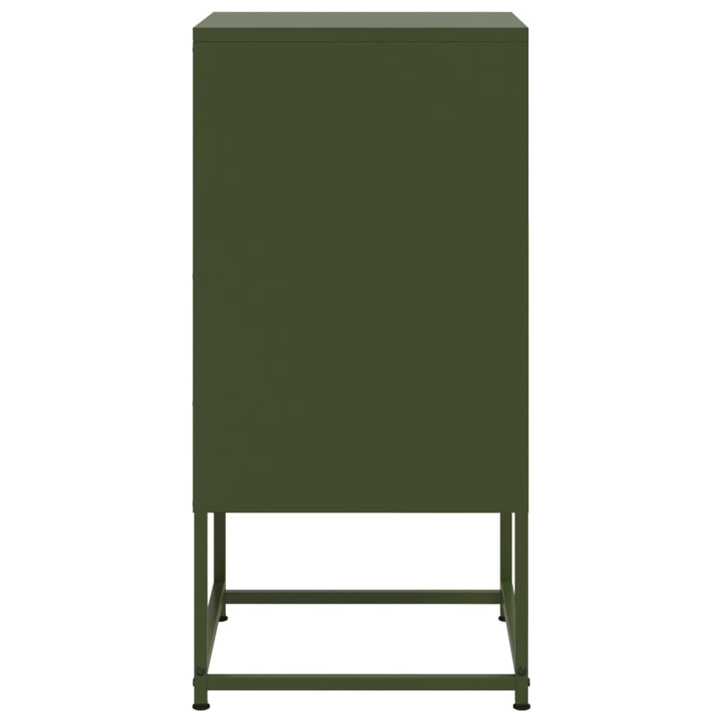 Olive Green Steel Bedside Cabinets Set of 2 - 36x39x78cm