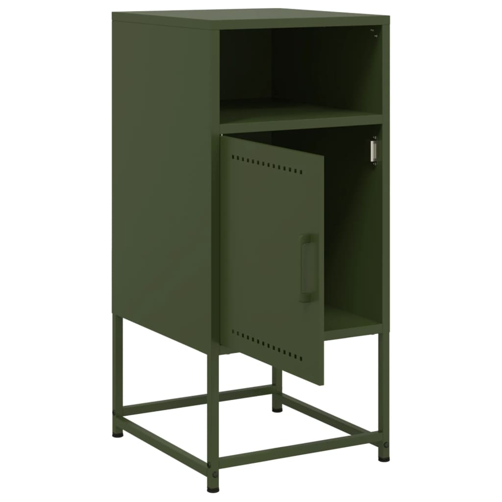 Olive Green Steel Bedside Cabinets Set of 2 - 36x39x78cm