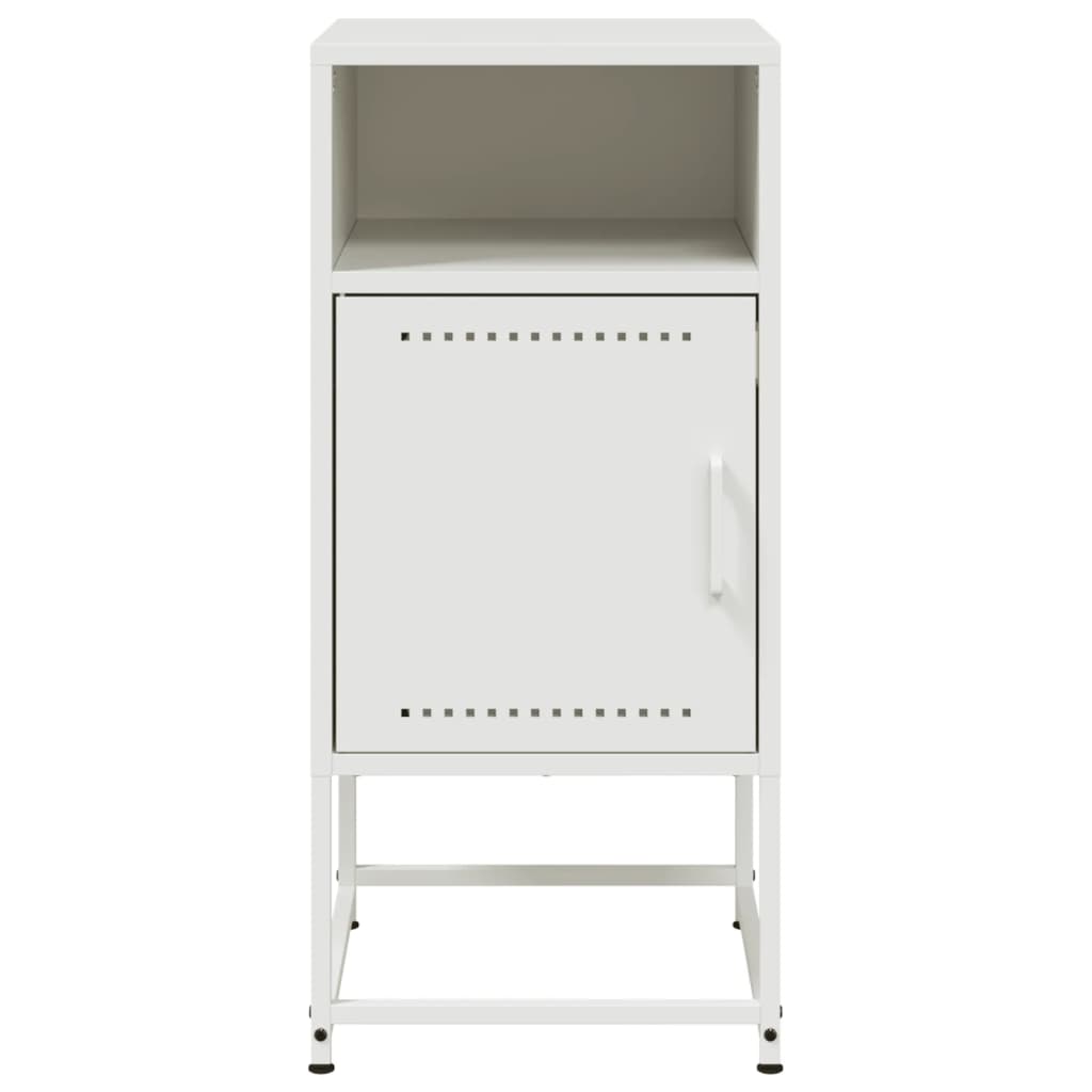 White Steel Bedside Cabinet 36x39x78 cm - Sleek & Durable Design