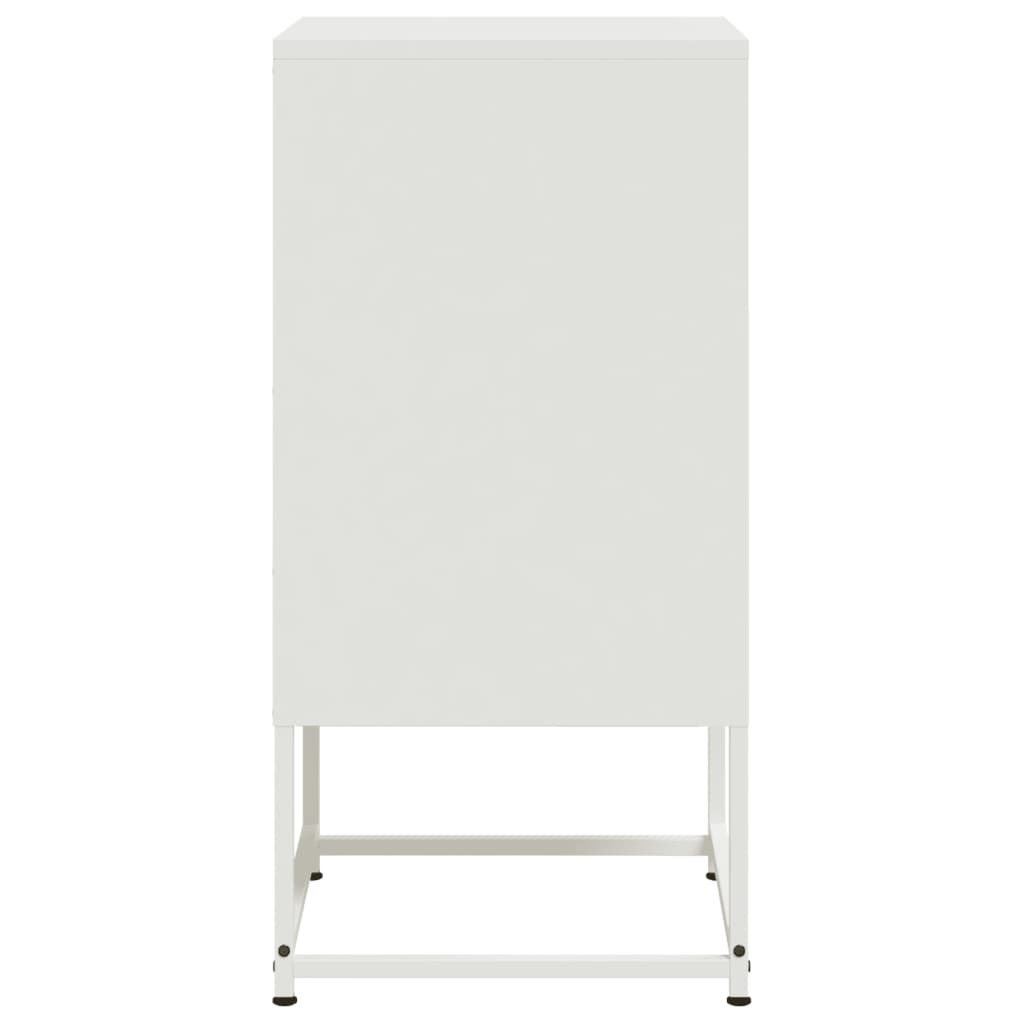 White Steel Bedside Cabinet 36x39x78 cm - Sleek & Durable Design