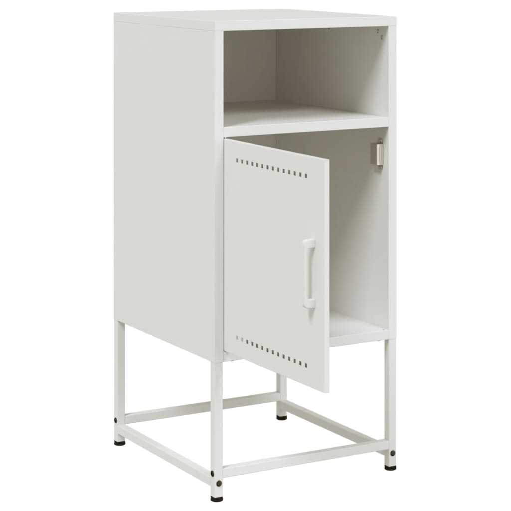 White Steel Bedside Cabinet 36x39x78 cm - Sleek & Durable Design