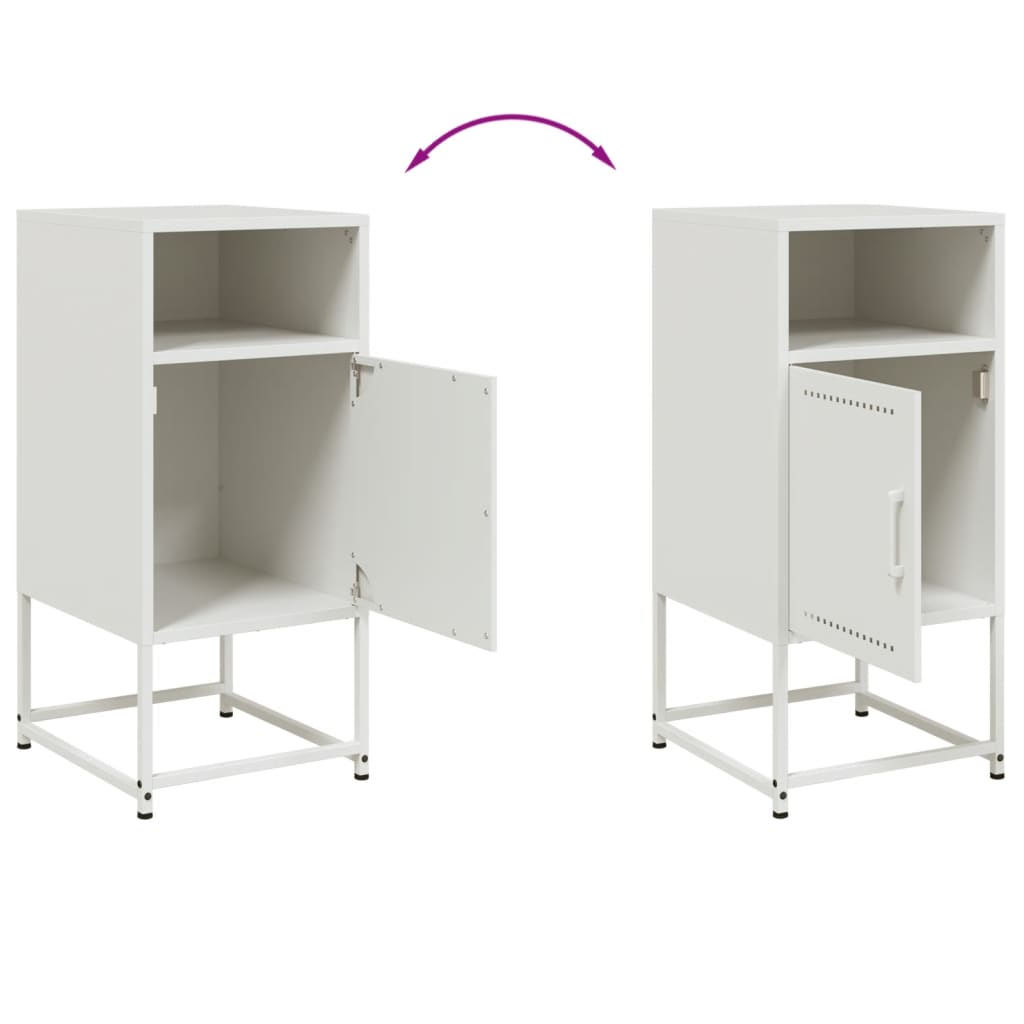 White Steel Bedside Cabinet 36x39x78 cm - Sleek & Durable Design