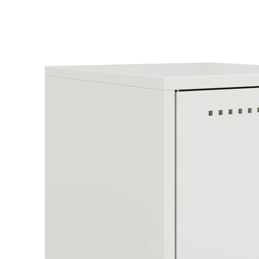 White Steel Bedside Cabinet 36x39x78 cm - Sleek & Durable Design