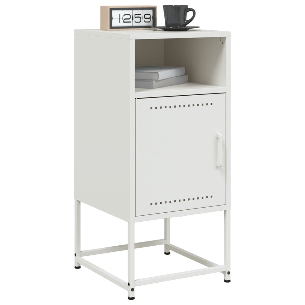 White Steel Bedside Cabinets Set of 2 - 36x39x78 cm
