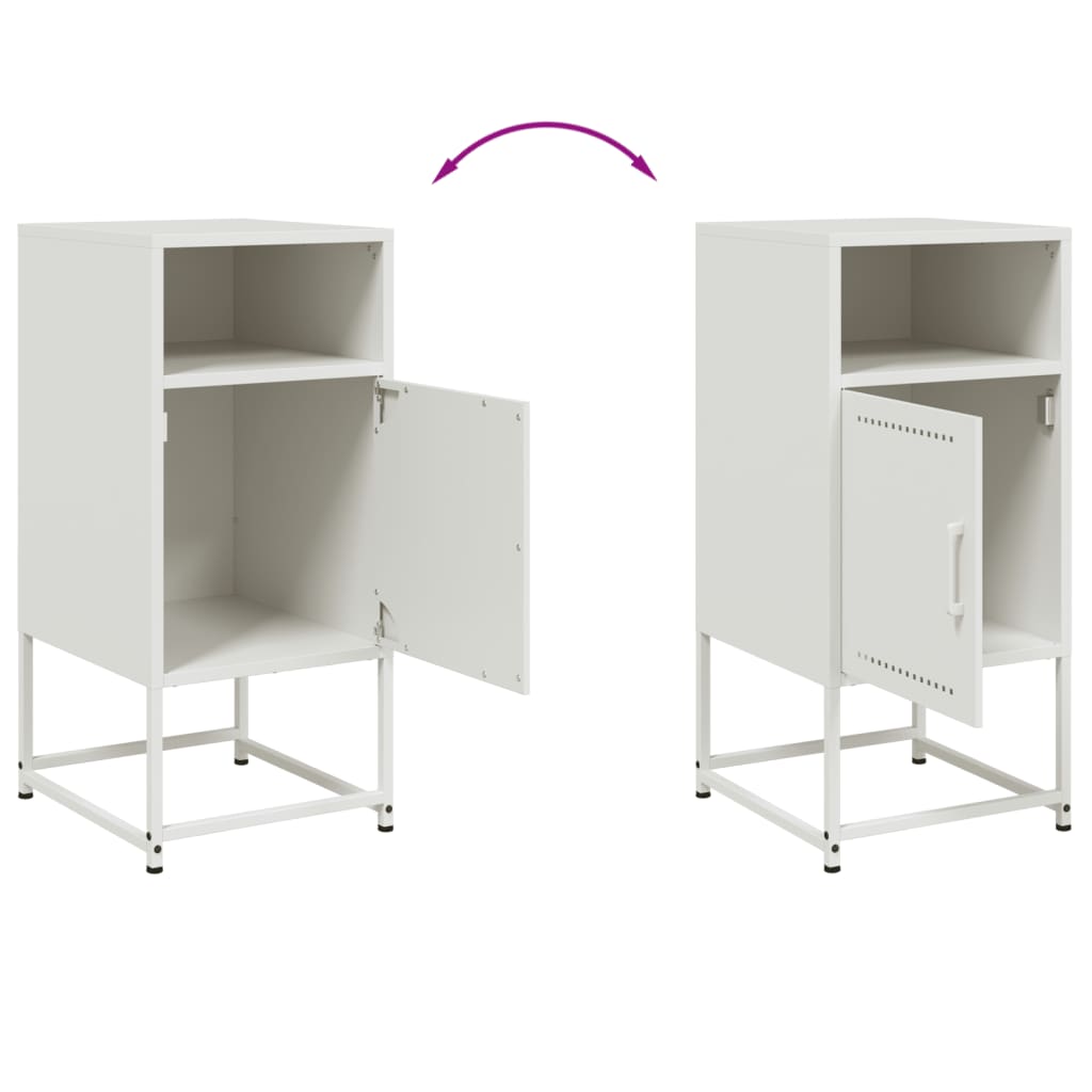 White Steel Bedside Cabinets Set of 2 - 36x39x78 cm
