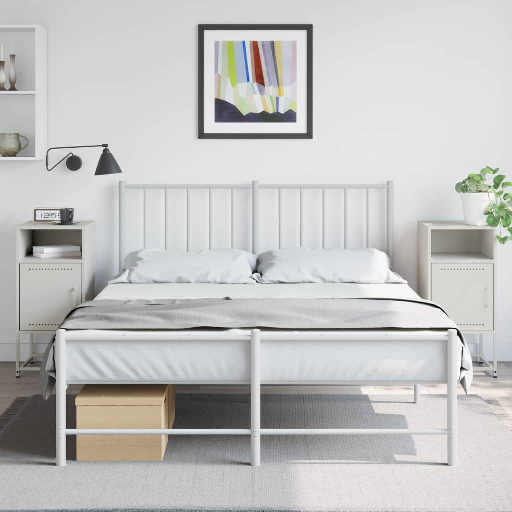 White Steel Bedside Cabinets Set of 2 - 36x39x78 cm