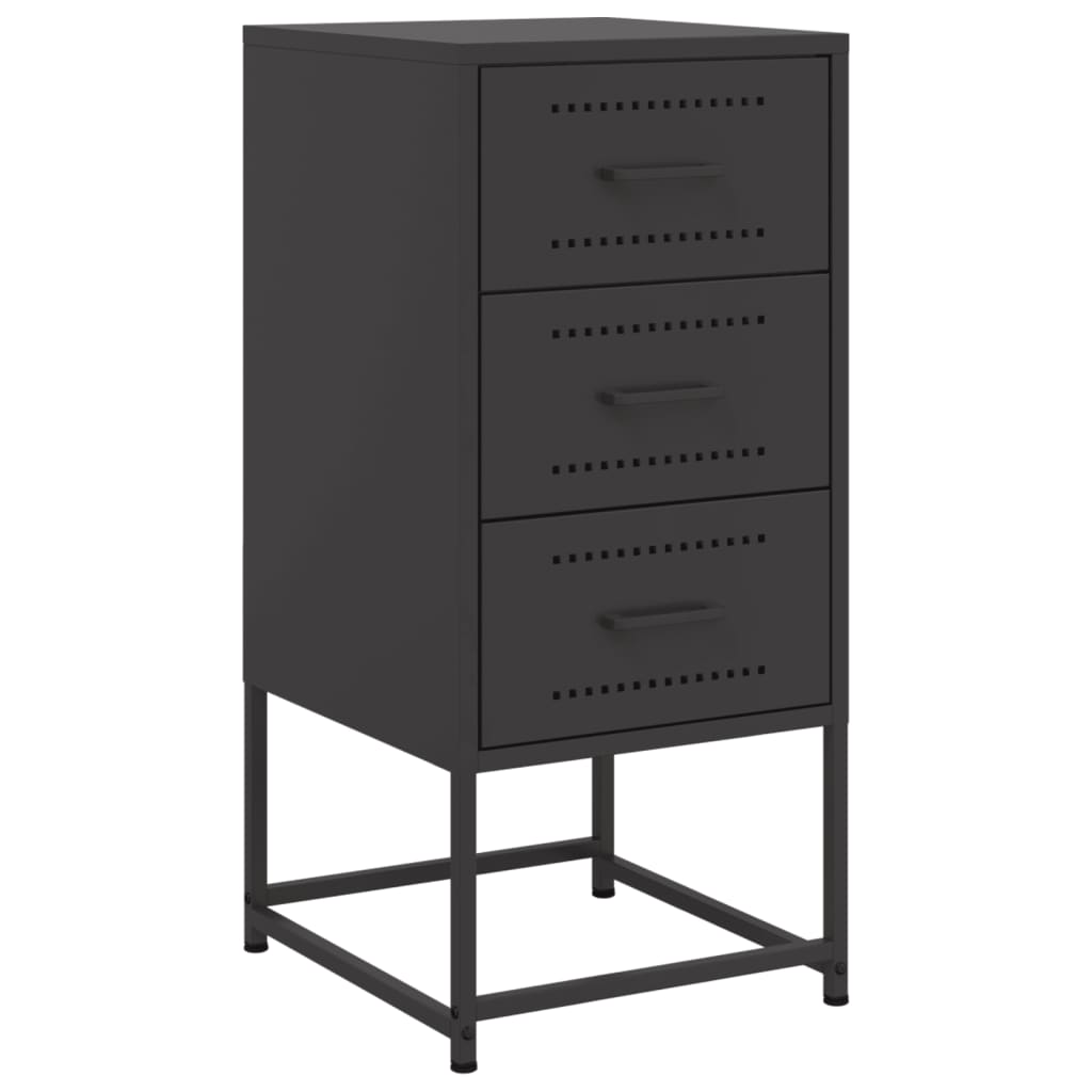 Black Steel Bedside Cabinet - 36x39x78 cm Sturdy & Stylish Design