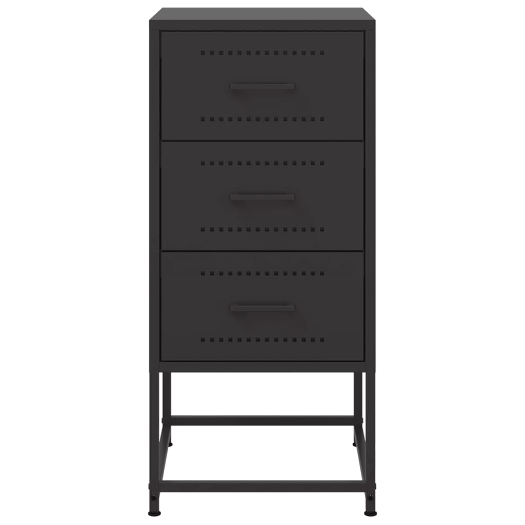 Black Steel Bedside Cabinet - 36x39x78 cm Sturdy & Stylish Design