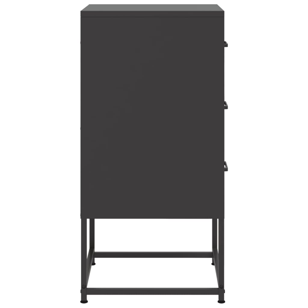 Black Steel Bedside Cabinet - 36x39x78 cm Sturdy & Stylish Design