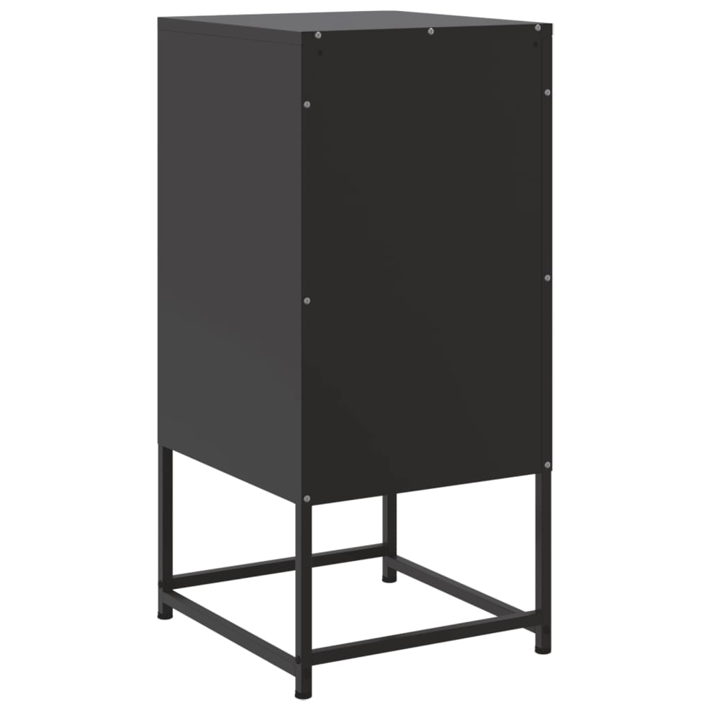 Black Steel Bedside Cabinet - 36x39x78 cm Sturdy & Stylish Design