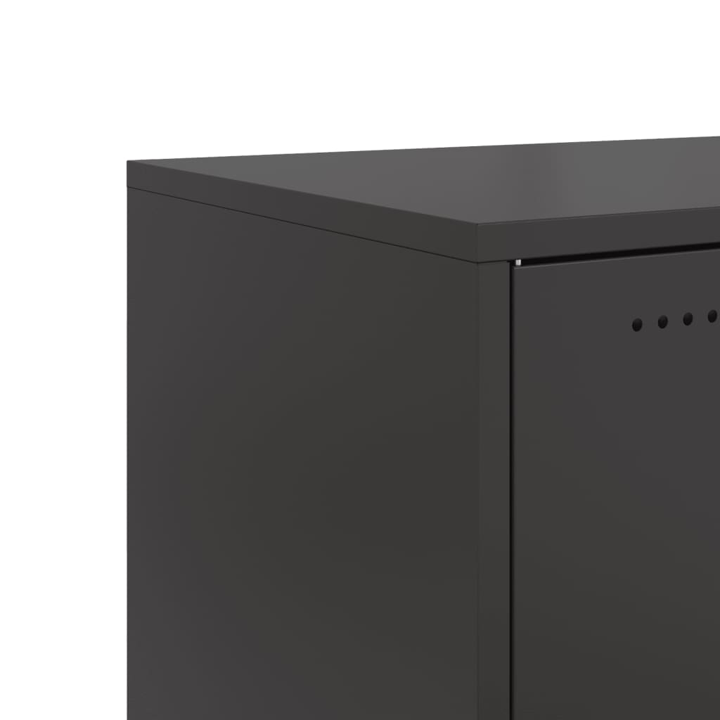 Black Steel Bedside Cabinet - 36x39x78 cm Sturdy & Stylish Design
