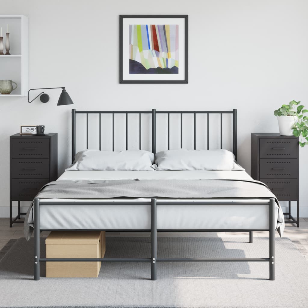 Black Steel Bedside Cabinets, Set of 2 - 36x39x78 cm
