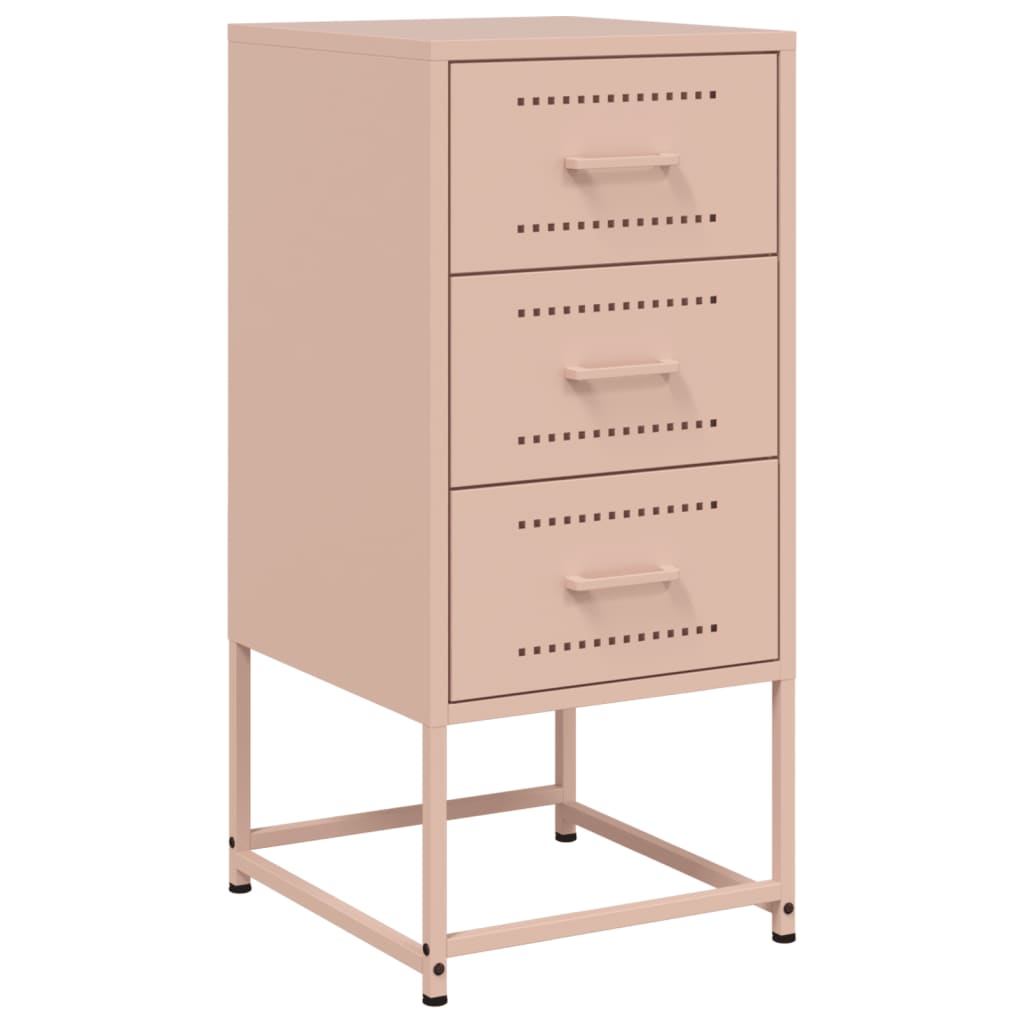 Pink Steel Bedside Cabinet - 36x39x78 cm Compact Storage Solution