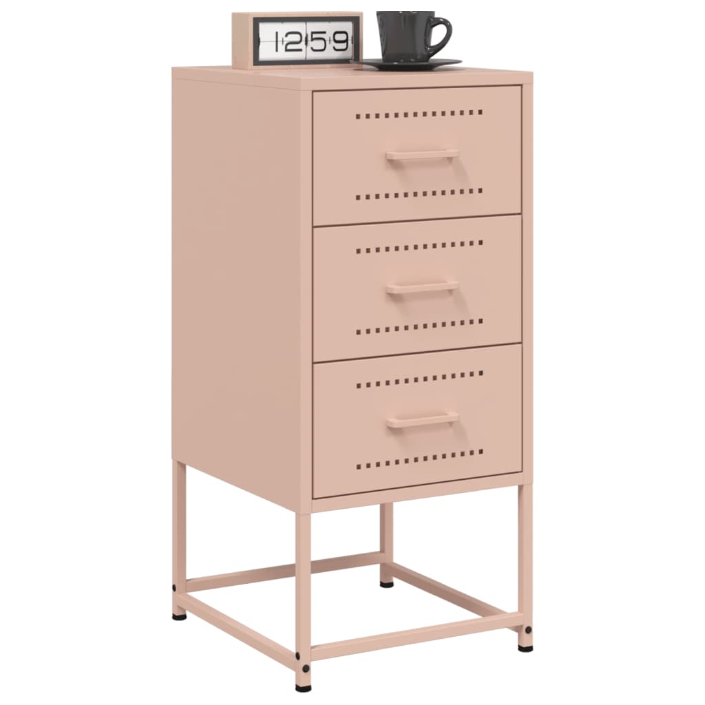 Pink Steel Bedside Cabinet - 36x39x78 cm Compact Storage Solution