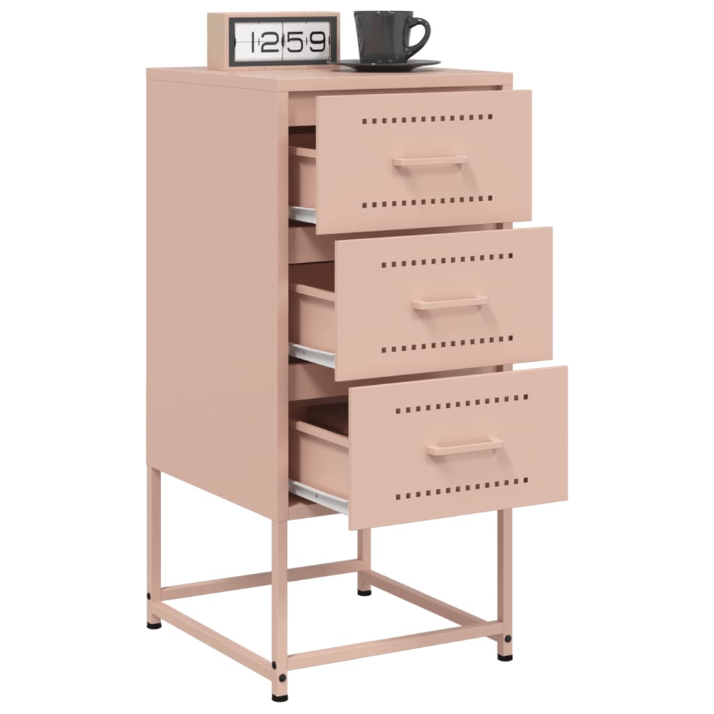 Pink Steel Bedside Cabinet - 36x39x78 cm Compact Storage Solution