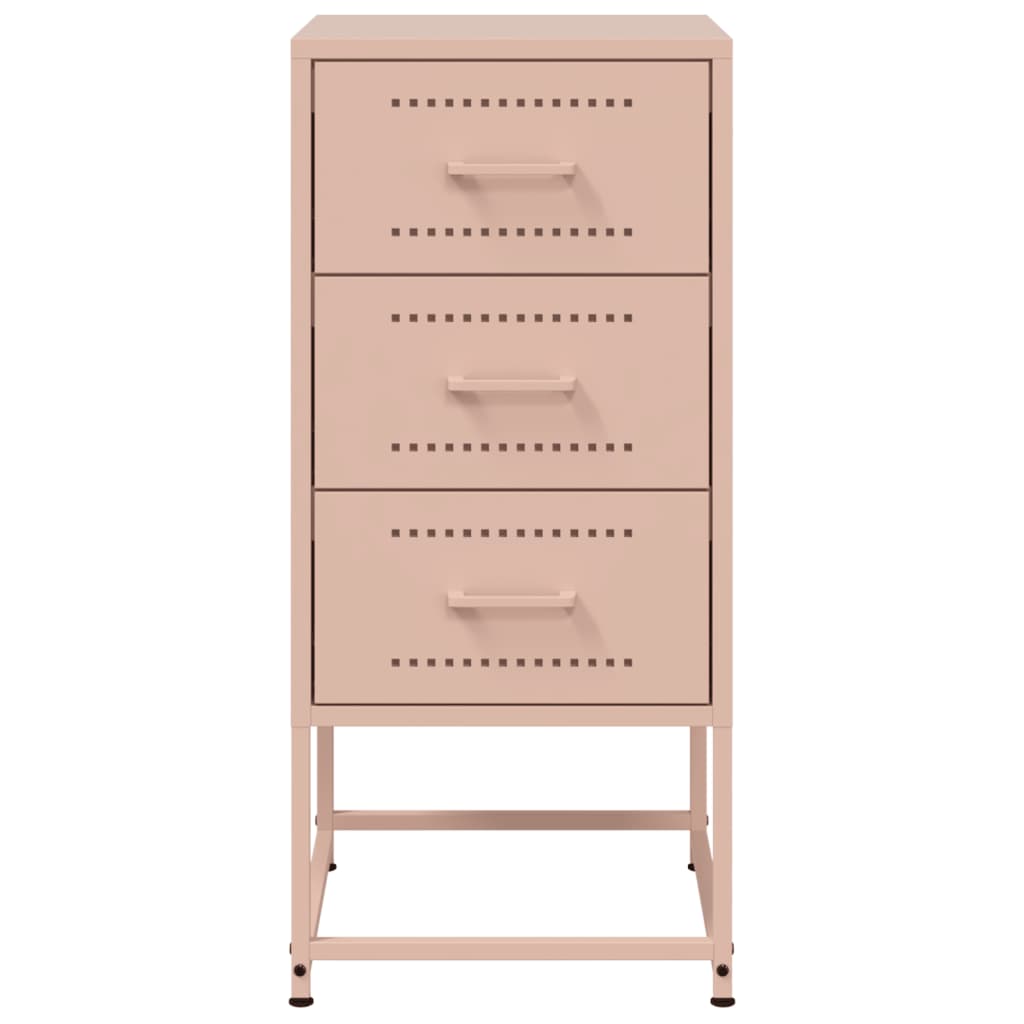 Pink Steel Bedside Cabinet - 36x39x78 cm Compact Storage Solution