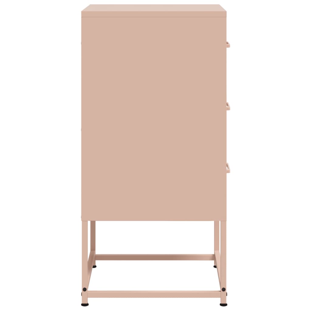 Pink Steel Bedside Cabinet - 36x39x78 cm Compact Storage Solution