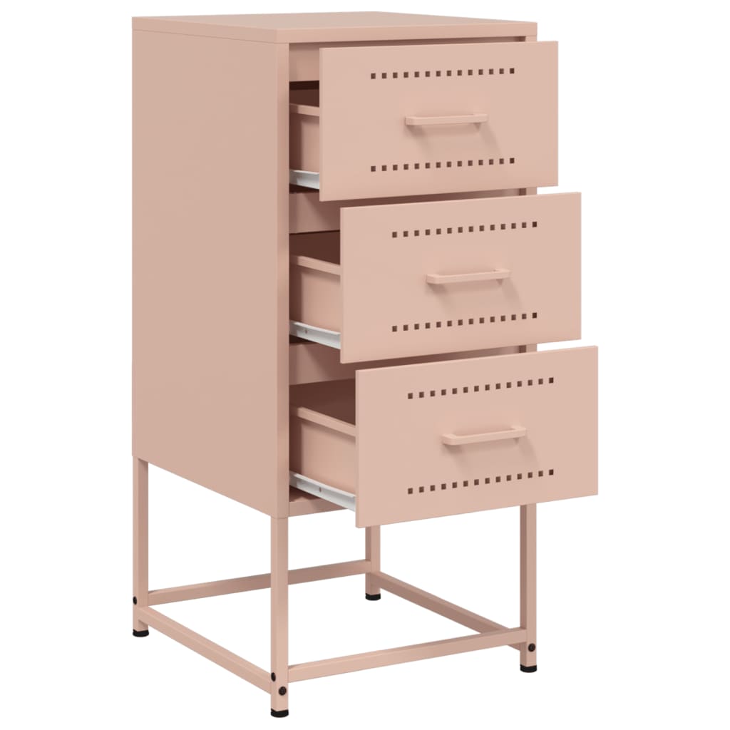 Pink Steel Bedside Cabinet - 36x39x78 cm Compact Storage Solution