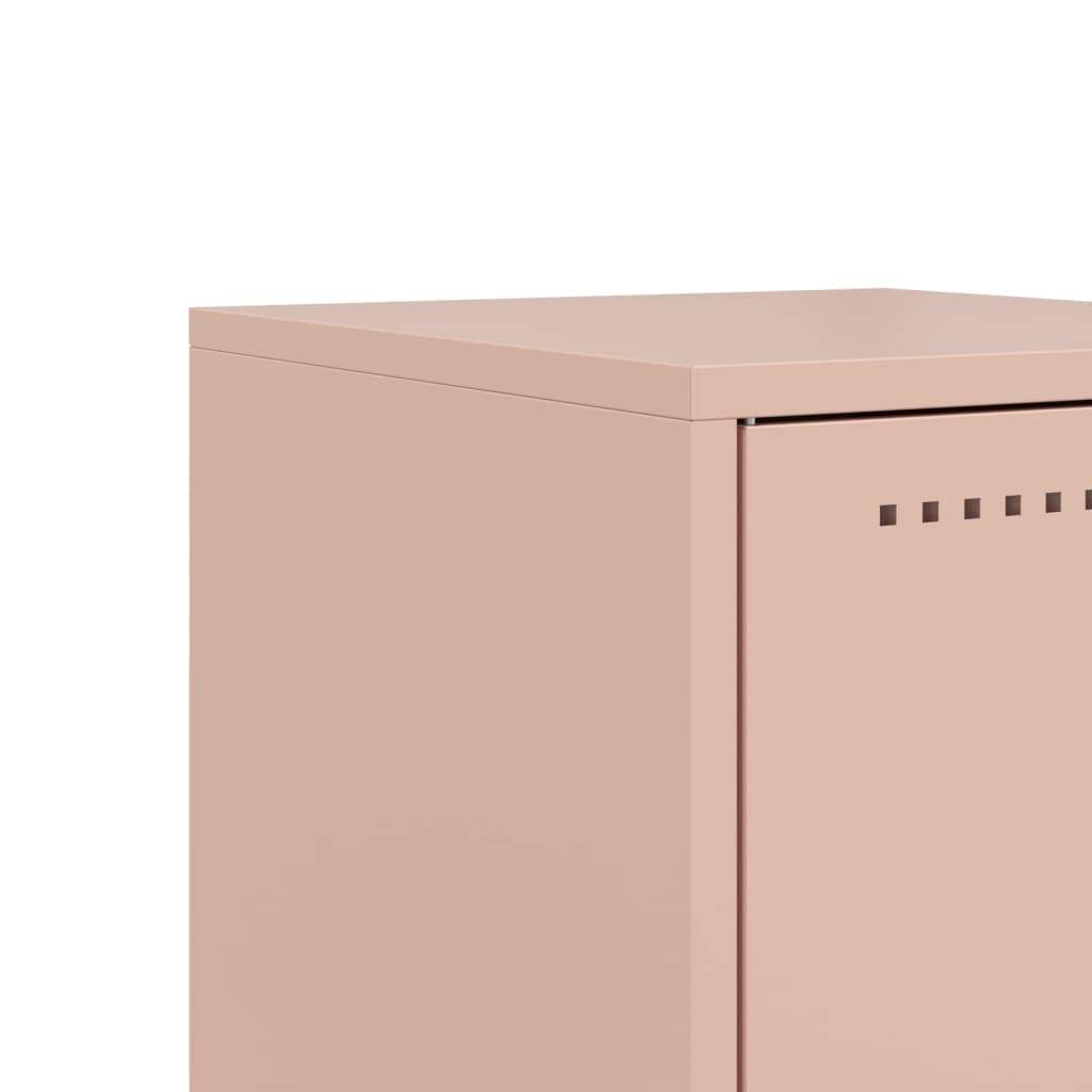 Pink Steel Bedside Cabinet - 36x39x78 cm Compact Storage Solution