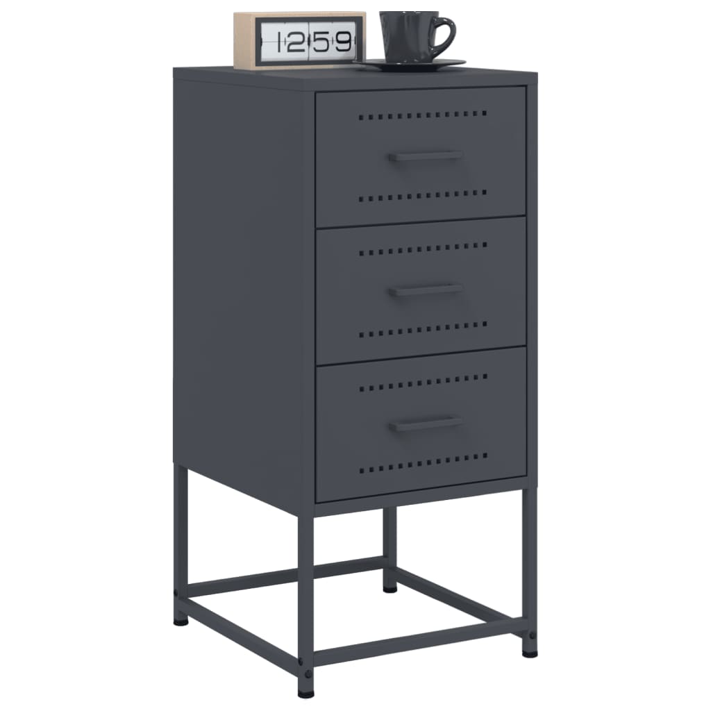 Anthracite Steel Bedside Cabinet 36x39x78 cm - Sleek & Modern Design