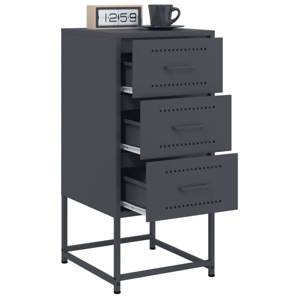 Anthracite Steel Bedside Cabinet 36x39x78 cm - Sleek & Modern Design