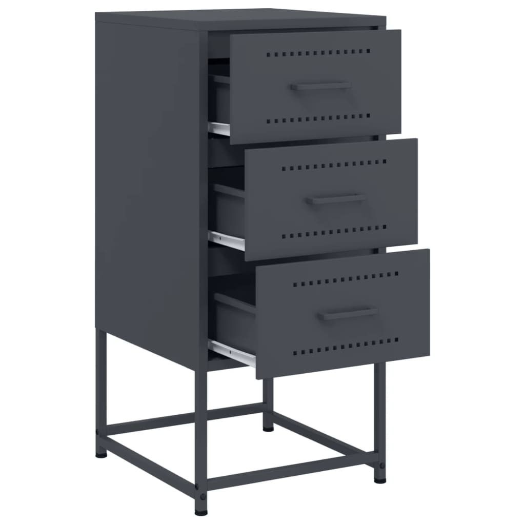 Anthracite Steel Bedside Cabinet 36x39x78 cm - Sleek & Modern Design