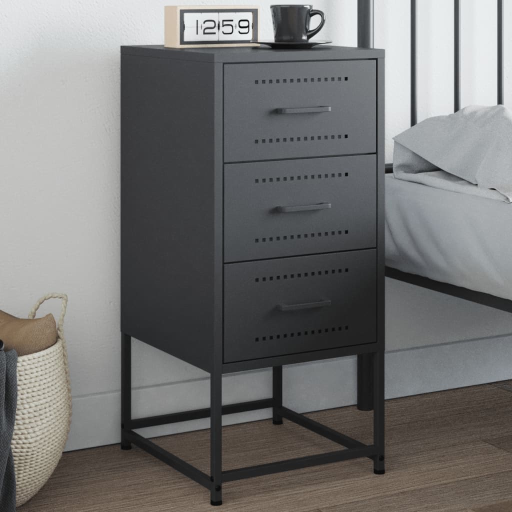 Anthracite Steel Bedside Cabinet 36x39x78 cm - Sleek & Modern Design