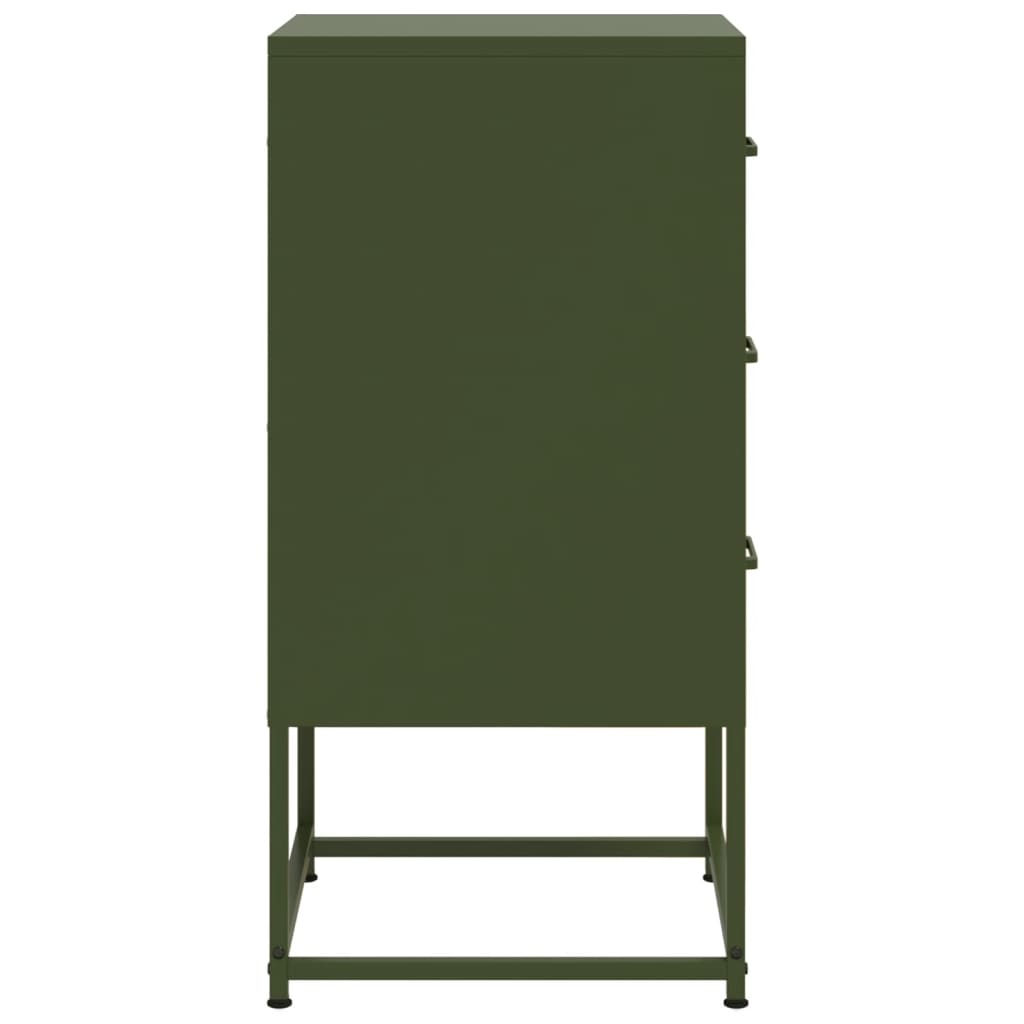 Olive Green Steel Bedside Cabinet - 36x39x78 cm
