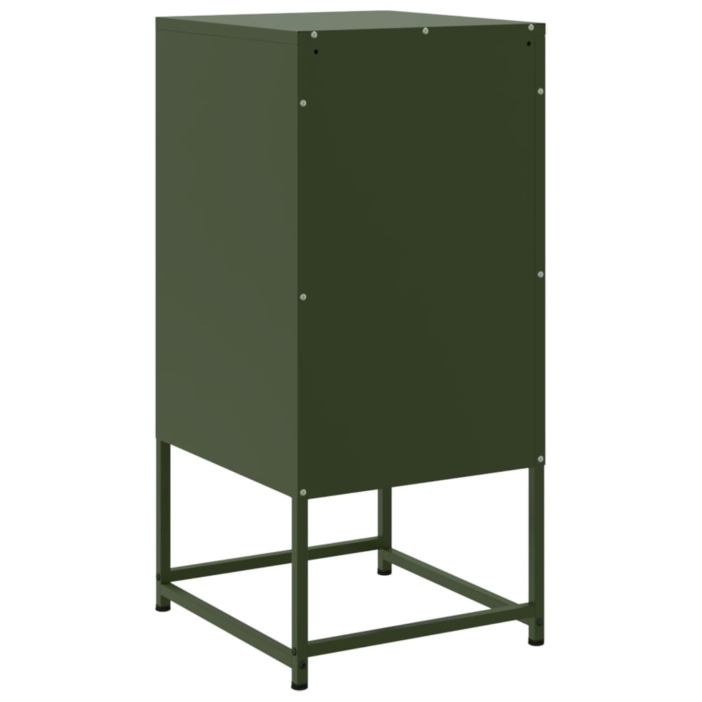 Olive Green Steel Bedside Cabinet - 36x39x78 cm