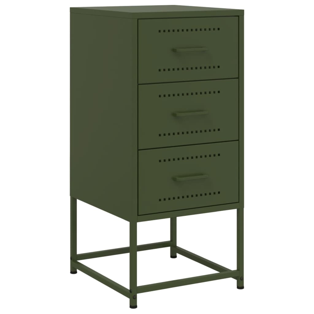Olive Green Steel Bedside Cabinets Set of 2 - 36x39x78 cm