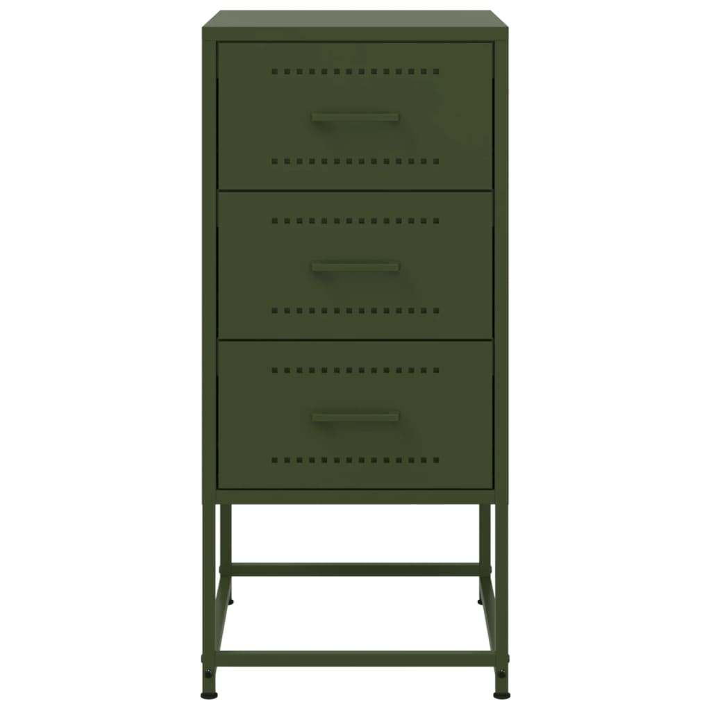 Olive Green Steel Bedside Cabinets Set of 2 - 36x39x78 cm