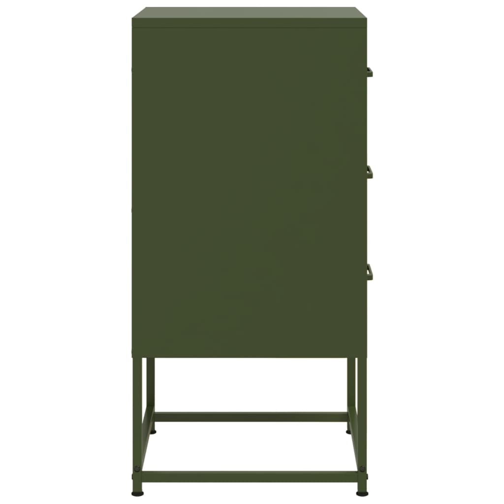 Olive Green Steel Bedside Cabinets Set of 2 - 36x39x78 cm