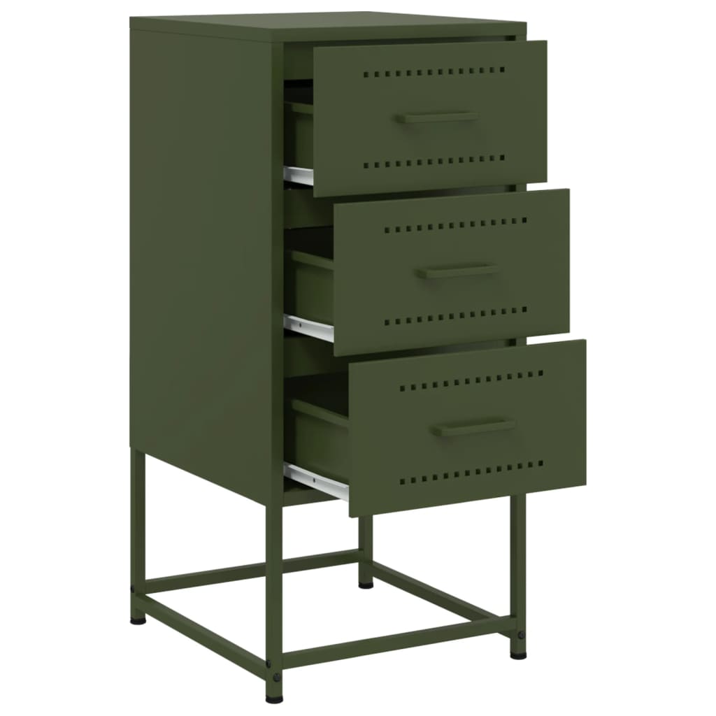 Olive Green Steel Bedside Cabinets Set of 2 - 36x39x78 cm