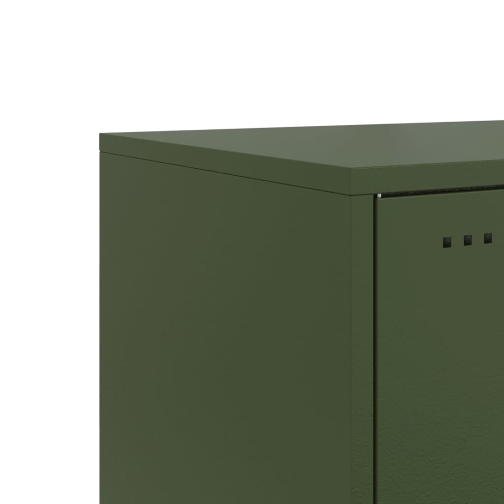 Olive Green Steel Bedside Cabinets Set of 2 - 36x39x78 cm