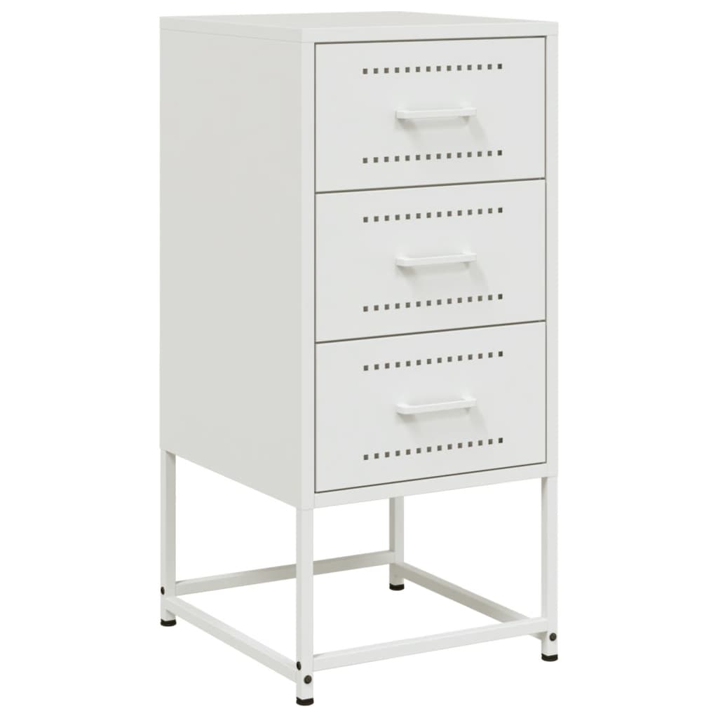 White Steel Bedside Cabinet 36x39x78 cm - Modern & Sturdy Design