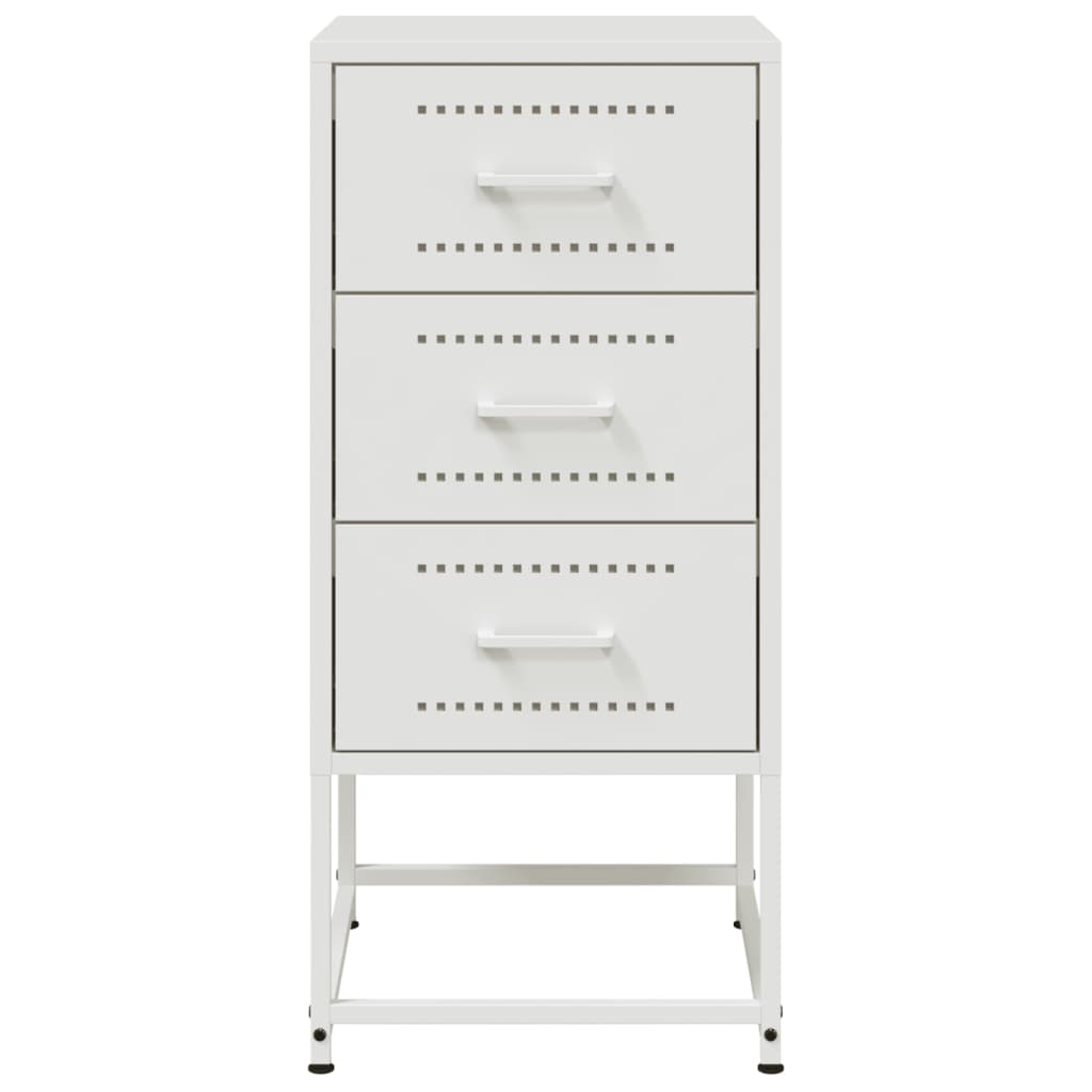 White Steel Bedside Cabinet 36x39x78 cm - Modern & Sturdy Design