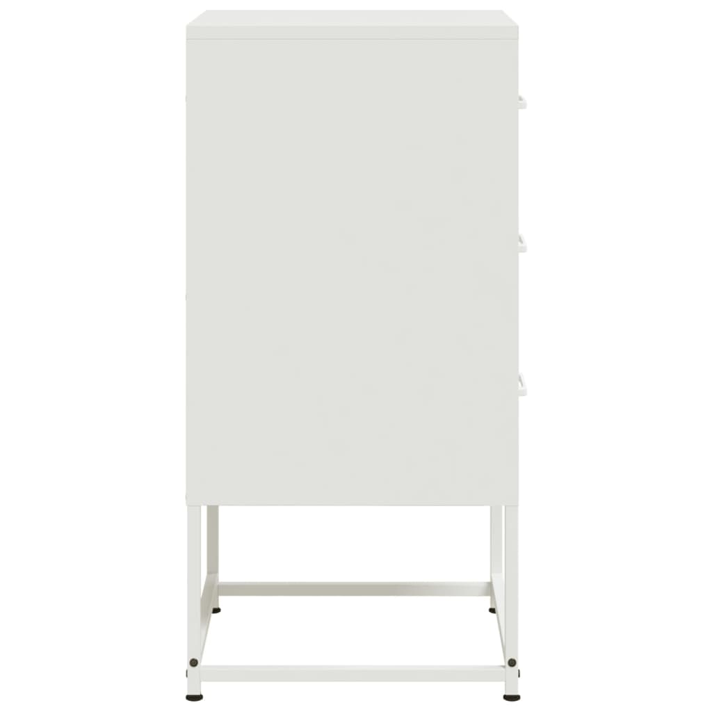 White Steel Bedside Cabinet 36x39x78 cm - Modern & Sturdy Design