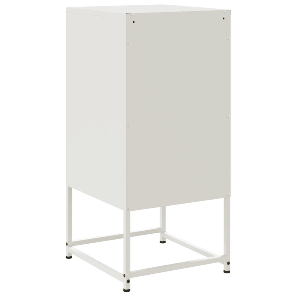 White Steel Bedside Cabinet 36x39x78 cm - Modern & Sturdy Design