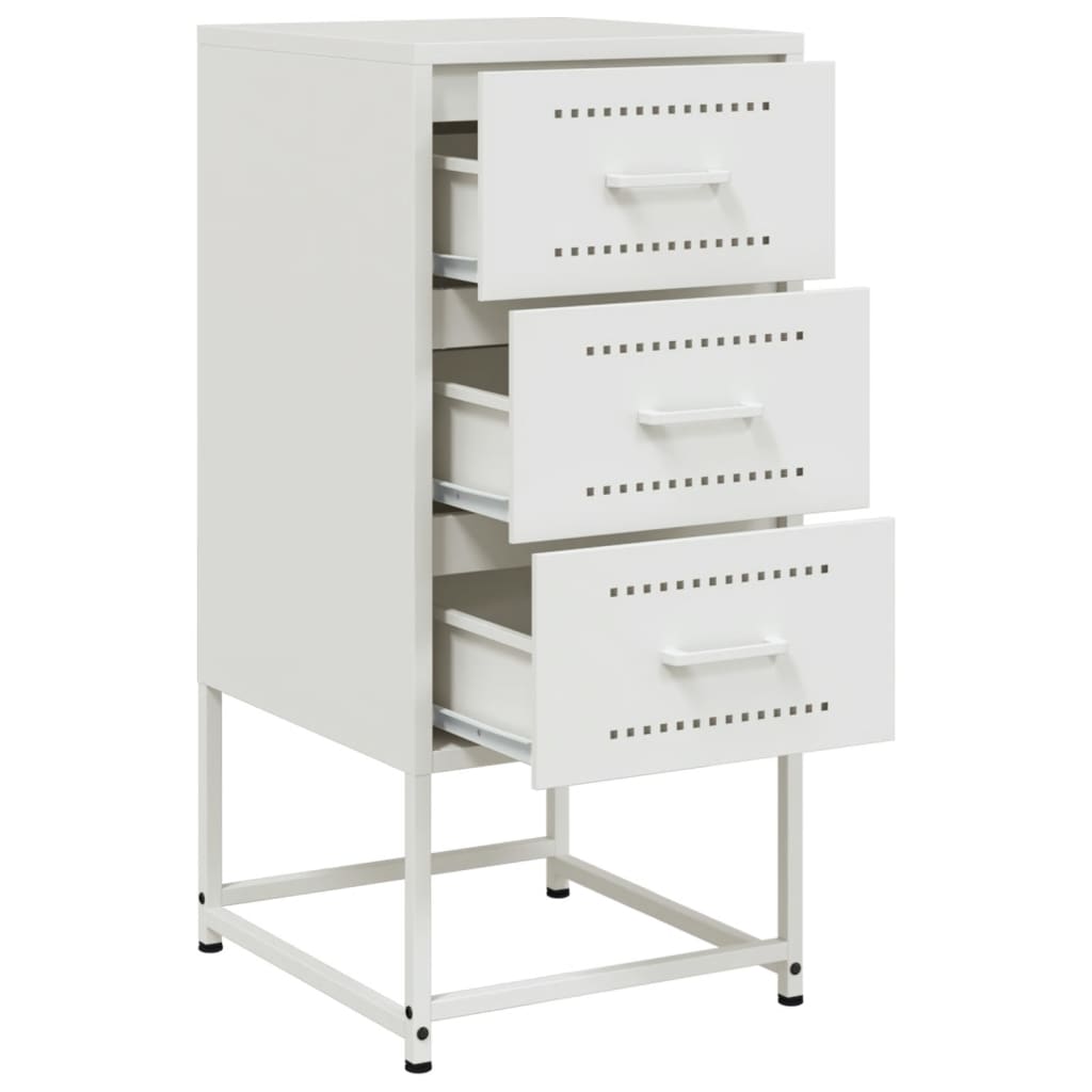 White Steel Bedside Cabinet 36x39x78 cm - Modern & Sturdy Design