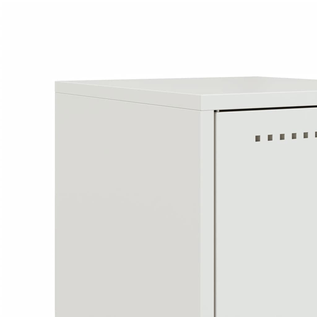 White Steel Bedside Cabinet 36x39x78 cm - Modern & Sturdy Design