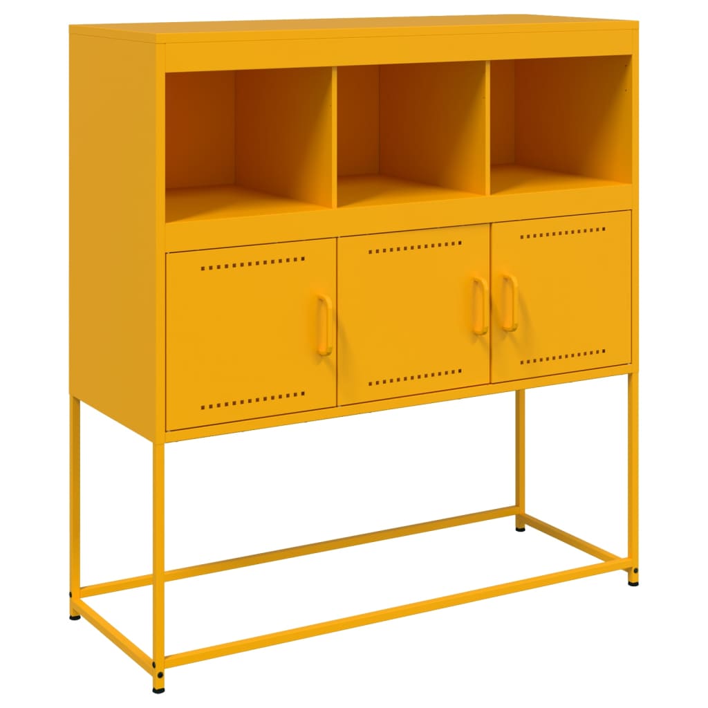 Mustard Yellow Steel Sideboard 100.5x39x107 cm - Stylish Storage Solution